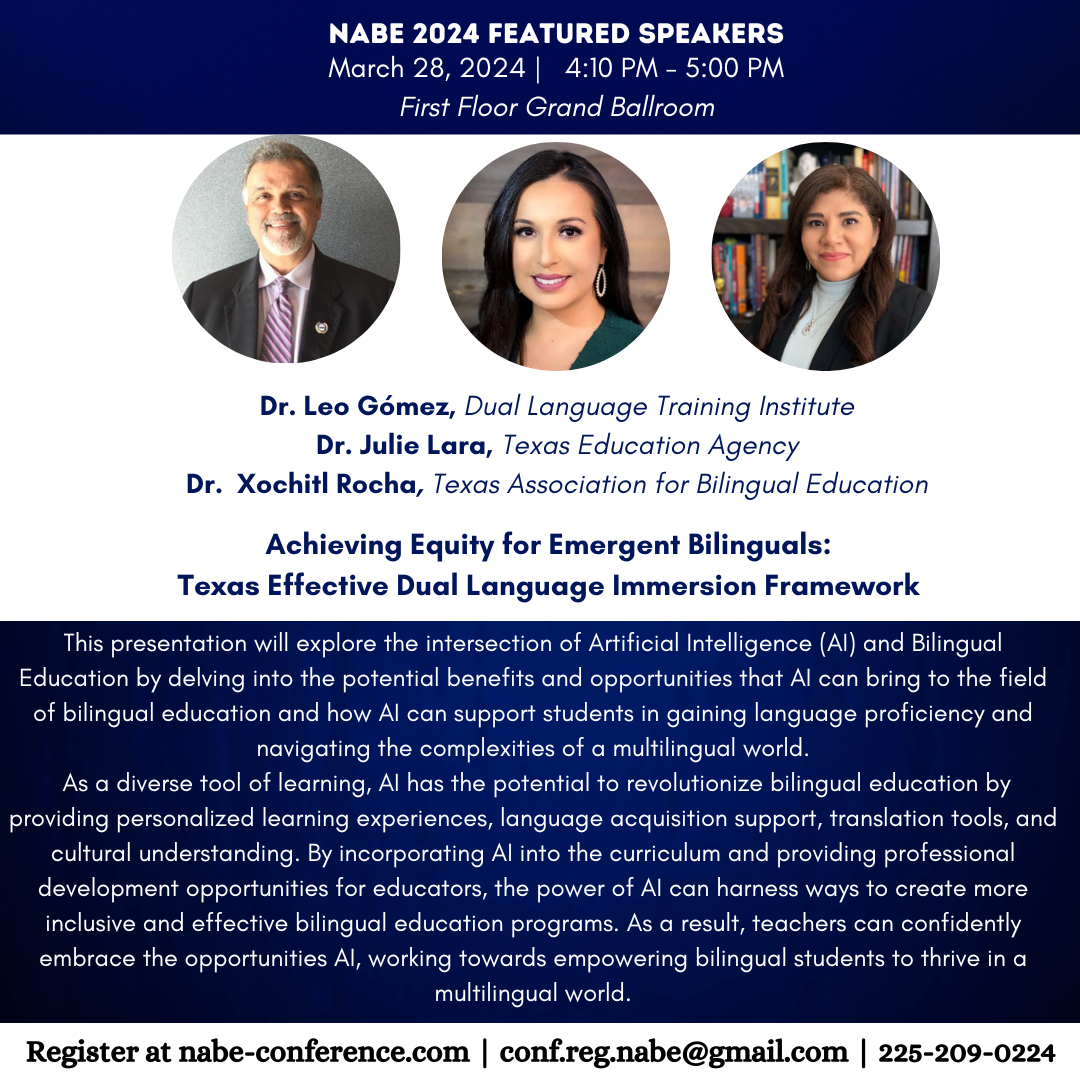 Conference Speakers NATIONAL ASSOCIATION FOR BILINGUAL EDUCATION